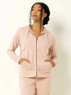 Single Stitch Lightweight Full Zip Hoodie In Pink