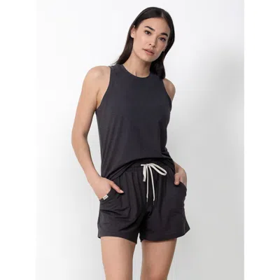 Single Stitch Lightweight Tank And Short Set In Black