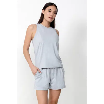Single Stitch Lightweight Tank And Short Set In Blue