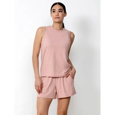 Single Stitch Lightweight Tank And Short Set In Pink