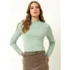 Single Stitch Long Sleeve Knit Top In Green