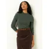 Single Stitch Long Sleeve Knit Top In Green