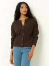 Single Stitch Ribbed V-neck Cardigan In Brown