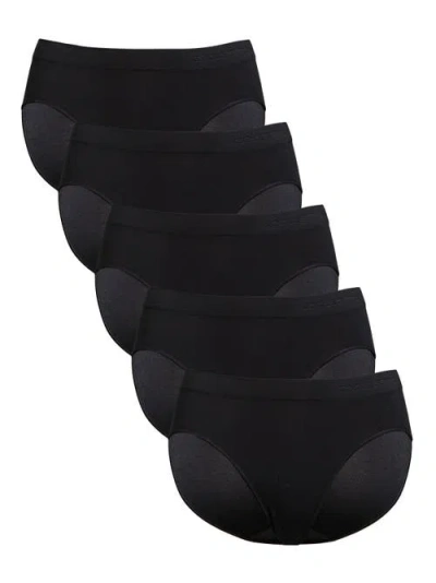 Single Stitch Seamless Modal Blend Bikini 5-pack In Black