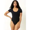 Single Stitch Seamless Modal Blend Bodysuit In Black