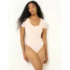Single Stitch Seamless Modal Blend Bodysuit In Neutral