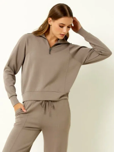 Single Stitch Ultra Soft 1/4 Zip Pullover In Brown