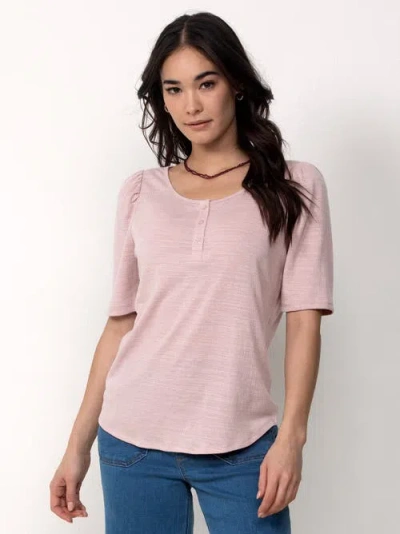 Single Stitch Ultra Soft Scoop Neck Henley In Purple