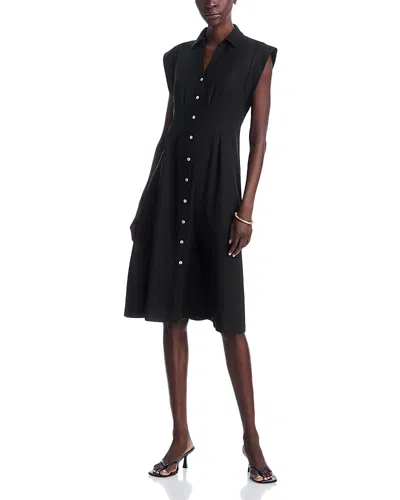Single Thread Button Front Dress In Black