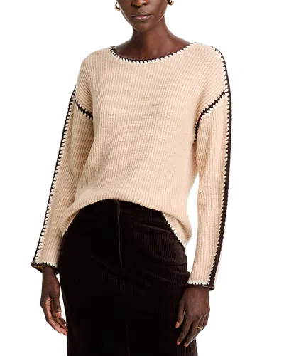 Single Thread Contrast Trim Sweater In Whisper Pink