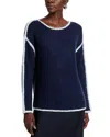 Single Thread Contrast Trim Sweater In Peacoat