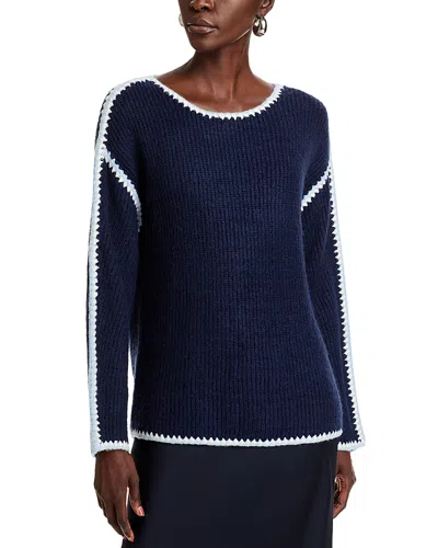Single Thread Contrast Trim Sweater In Peacoat