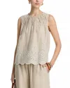 Single Thread Embroidered Hem Tank In Multi