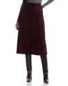 Single Thread Faux Suede A Line Skirt In Burgundy