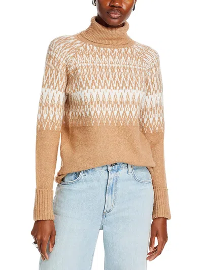 Single Thread Metallic Turtleneck Sweater Natural Whisper White Size Xl In Brown