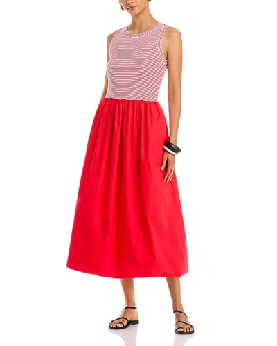 Single Thread Mixed Media Bubble Dress In Pink