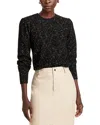 Single Thread Raised Metallic Slub Yarn Sweater In Black/platinum