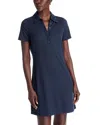 Single Thread Rib Dress With Woven Placket In Blue