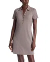Single Thread Rib Dress With Woven Placket In Gray