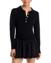 Single Thread Ribbed Polo Sweater In Black