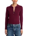 Single Thread Ribbed Polo Sweater In Burgundy