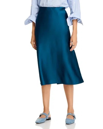 Single Thread Satin Bias Midi Skirt In Legion Blue