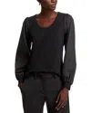 Single Thread Womens Ribbed Cotton Pullover Top In Black