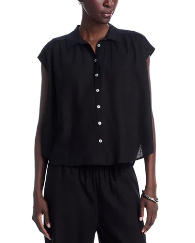 Single Thread Short Sleeved Button Front Camp Shirt In Black