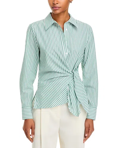 Single Thread Stretch Cotton Poplin Tie Front Shirt In Gulf Coast