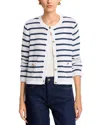 Single Thread Stripe Button Front Cardigan In White
