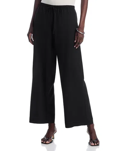 Single Thread Tie Front Pants In Black