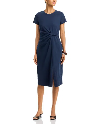 Single Thread Twist Front Knit Dress In Blue