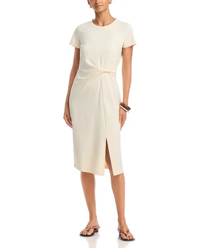 Single Thread Twist Front Knit Dress In Yellow
