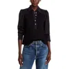 Single Thread Mixed Media Top In Black