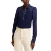Single Thread Womens Cotton Mixed Media Blouse In Navy