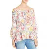 Single Thread Womens Floral Print Gingham Peplum Top In Multi