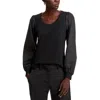 Single Thread Womens Ribbed Cotton Pullover Top In Black