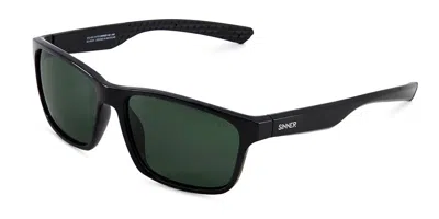 Sinner Breni Polarized Sisu-934-10-p28 Men's Sunglasses Black Size Standard In Shiny Black-matte Black