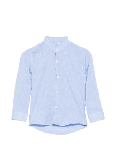 Siola Kids' Band-collar Long-sleeve Shirt In Blue