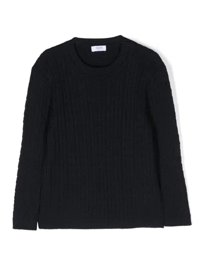 Siola Kids' Cable-knit Merino Jumper In Blue