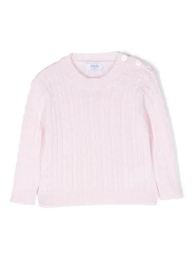 Siola Babies' Cable-knit Merino Jumper In Pink