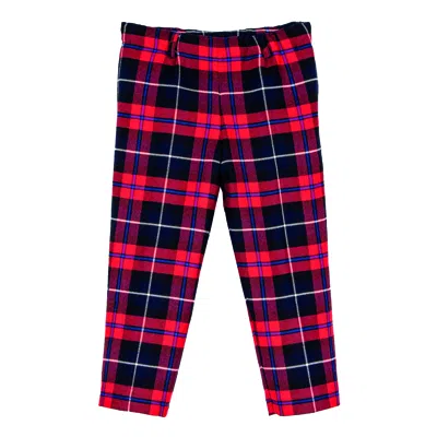 Siola Kids' Checked Wool Trousers In Rosso