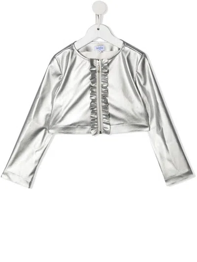 Siola Kids' Cropped Jacket In Argento