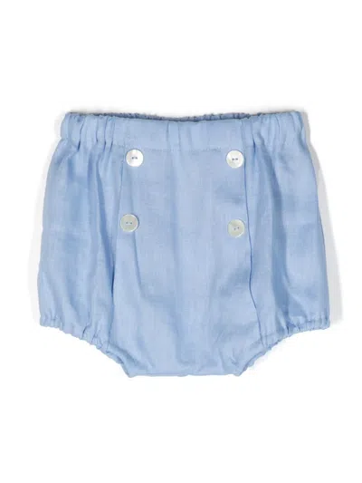Siola Babies' Double-breasted Linen Shorts In Blue