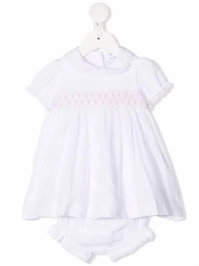 Siola Babies' Elasticated-panel Cotton Dress In 白色