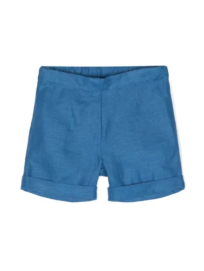 Siola Babies' Elasticated-waist Linen Shorts In 蓝色