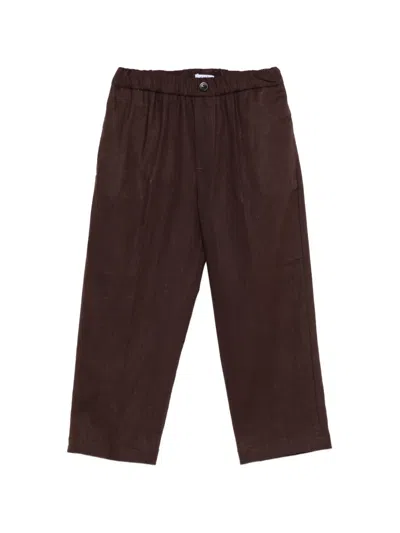 Siola Kids' Elastic-waistband Trousers In Brown