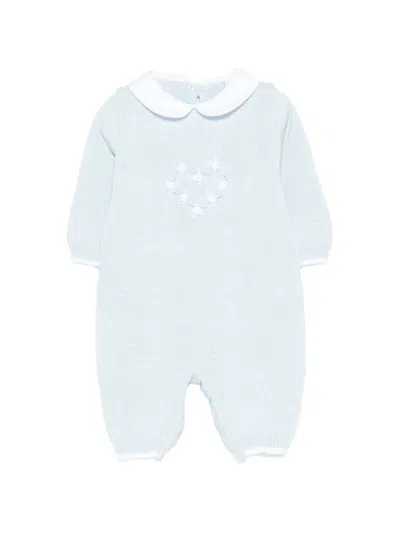 Siola Babies' Floral-appliqué Romper In Blue
