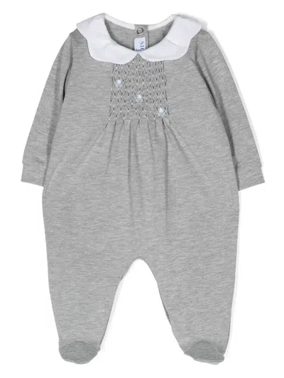 Siola Babies' Floral-embroidery Body In Grey