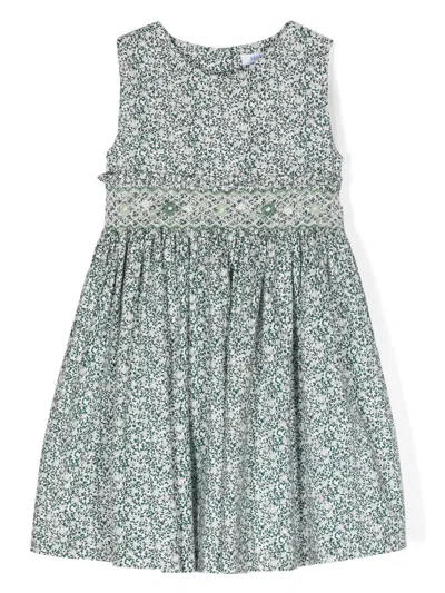Siola Kids' Floral-print Cotton Dress In Green